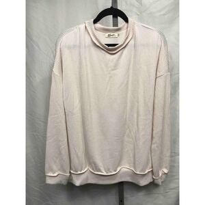Blumin Apparel Pink Waffle Knit Relaxed Fit Crewneck Pullover Top Size L